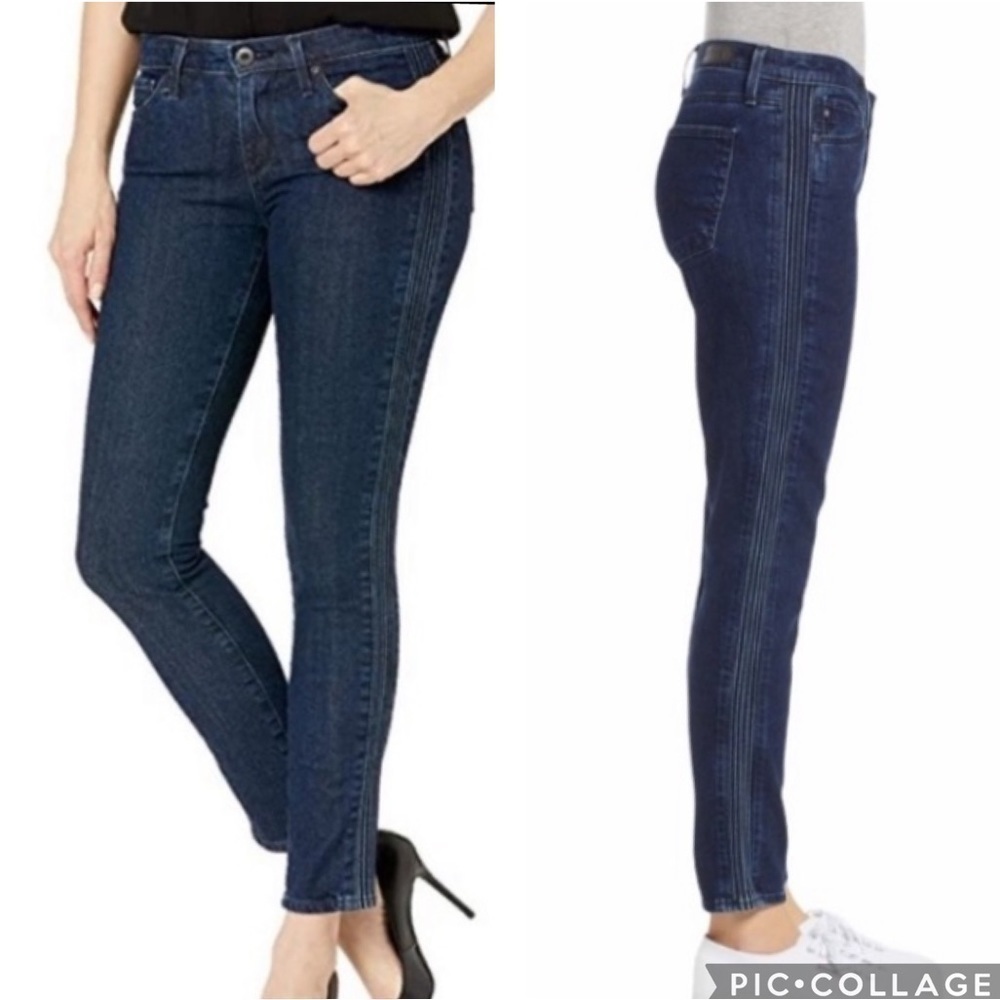 AG Prima ankle pin tucked cigarette ankle dark wash low/ mid rise jeans EUC - Picture 3 of 14